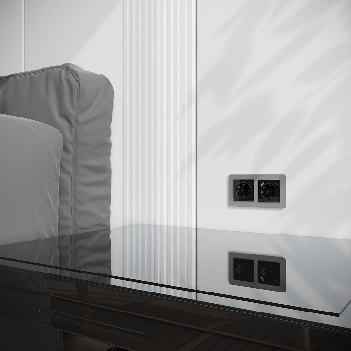 Накладка для розетки с заземлением и 2хusb werkel черный акрил w1179548