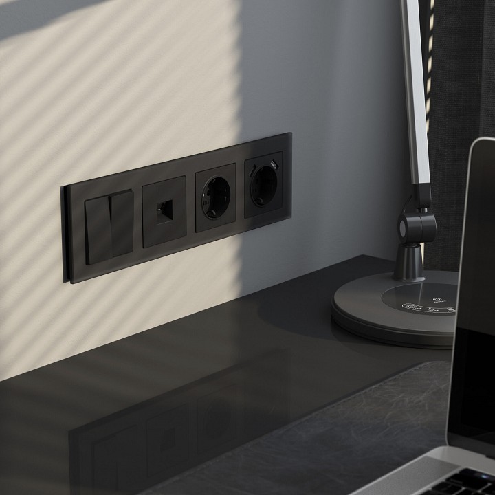 Рамка на 4 поста werkel senso (черный, Стекло soft-touch) w0043108