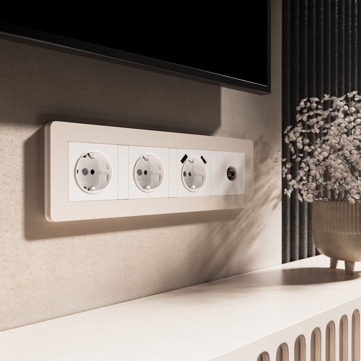 Рамка на 4 поста werkel split (айвори/белый, Soft-touch) w0043066