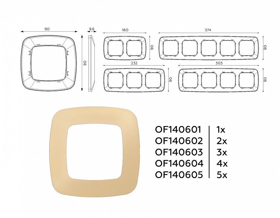 Рамка на 2 поста ambrella volt omega of140602