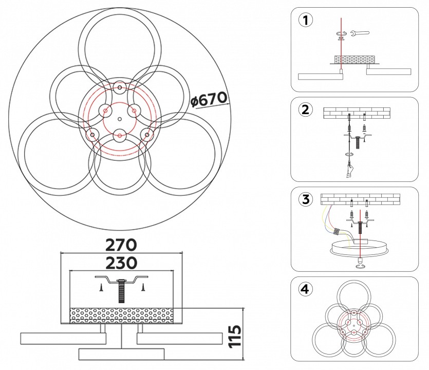 Потолочная люстра ambrella light fa fa3844