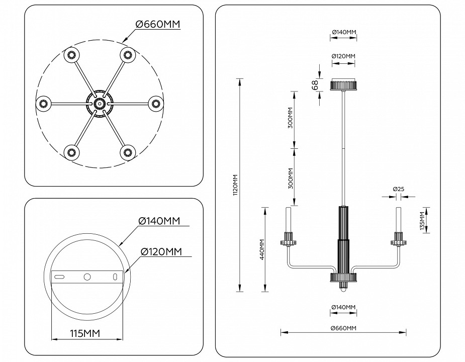 Люстра на штанге ambrella light lh lh53124