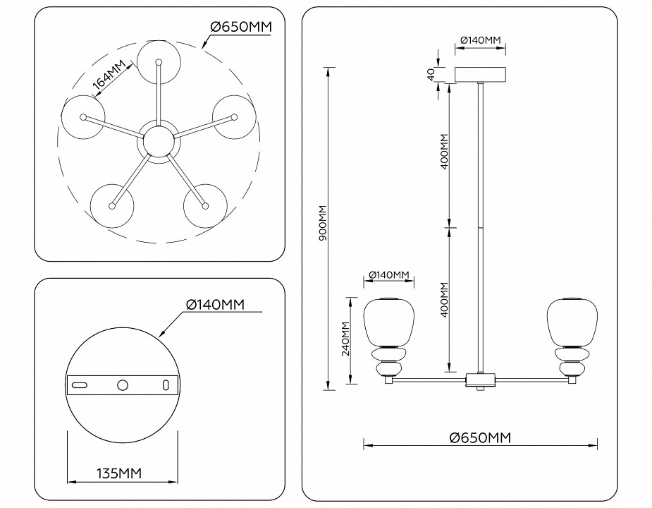 Люстра на штанге ambrella light lh lh53164