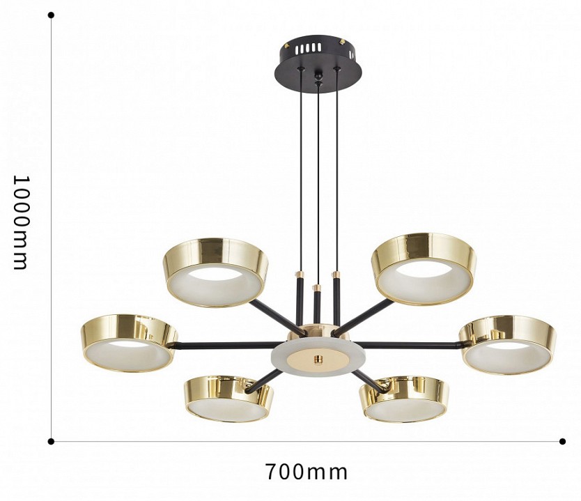 Подвесная люстра arte milano ferrara-71079 271079/6 bk/gd
