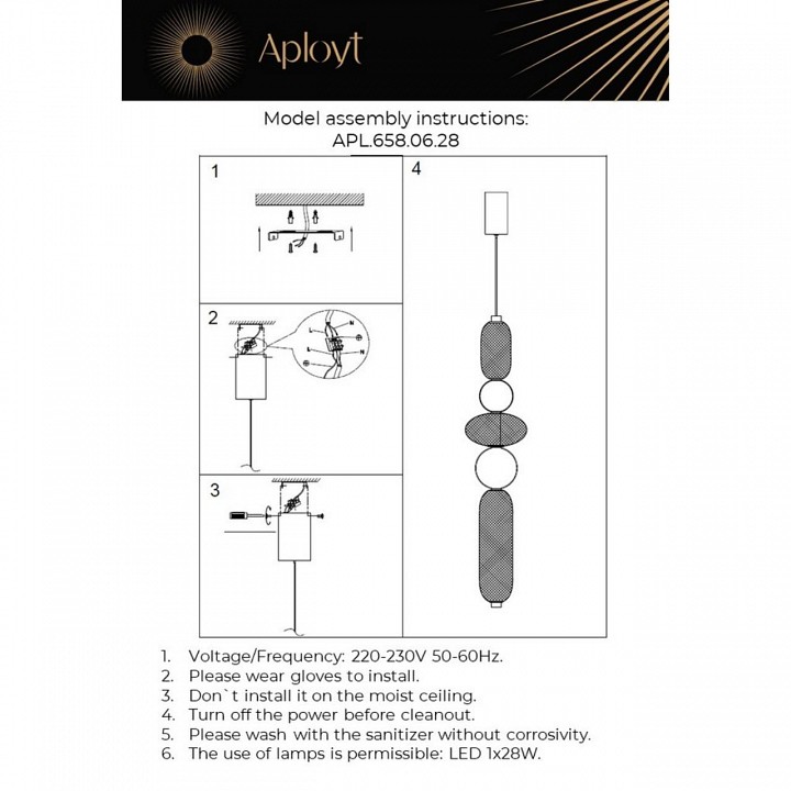 Подвесной светильник aployt nikusia apl.658.06.28
