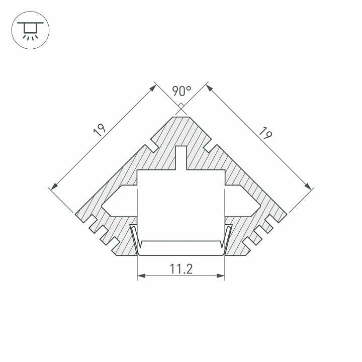 Профиль накладной угловой внутренний arlight pds45-t-2000 012053