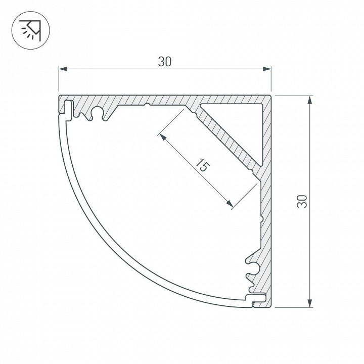 Профиль накладной arlight sl-kant-h30-2000 anod 019333