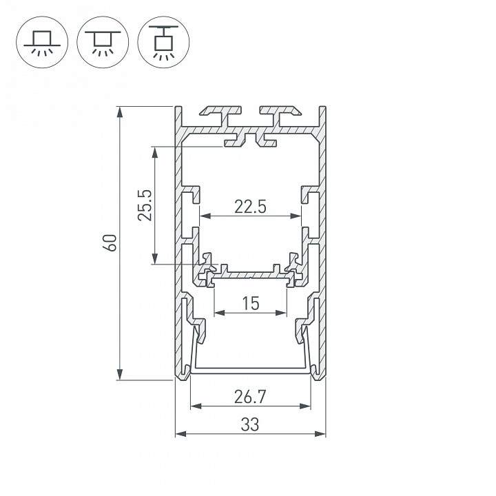 Профиль arlight s2-line-3360-2500 anod+opal 021171