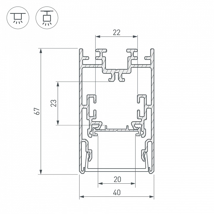 Профиль arlight s2-line-4067-2500 anod+opal 021172