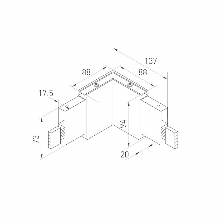 Соединитель угловой l-образный для модульных светильников arlight lineair flat 031531