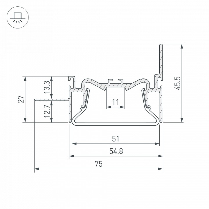 Профиль встраиваемый угловой внутренний arlight foled 35771