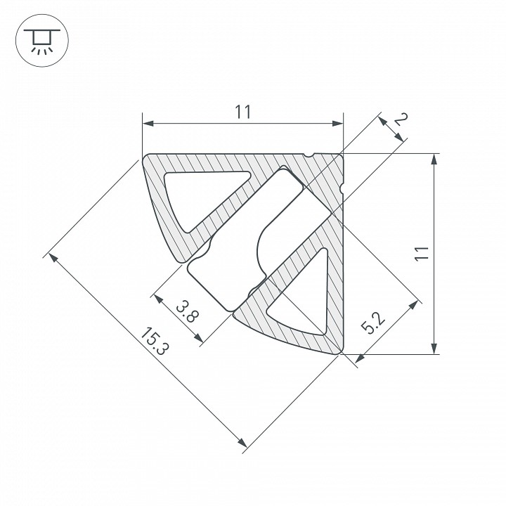 Профиль накладной угловой внутренний arlight sl-kant 038197
