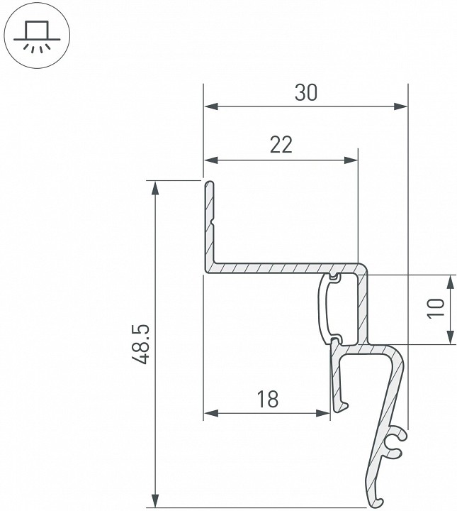 Профиль для контурной подсветки натяжного потолка arlight stretch 042559