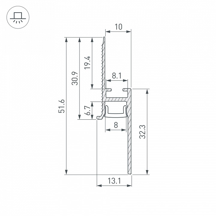 Профиль для плинтусов гибкий arlight fantom 043674(1)