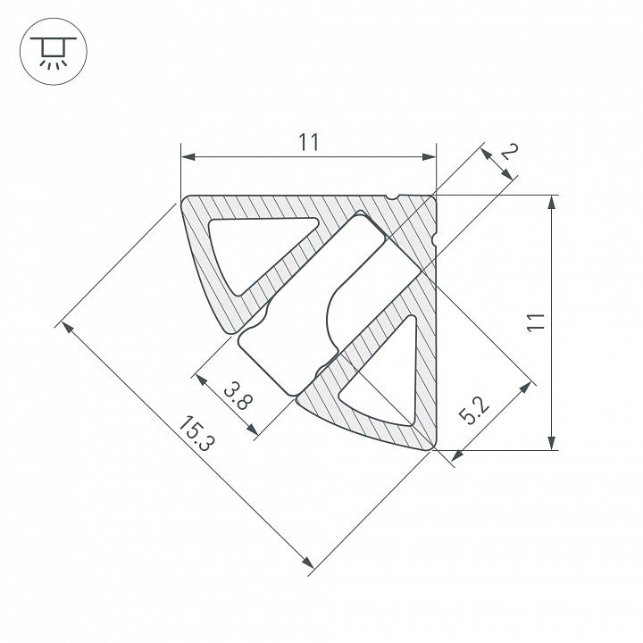 Профиль встраиваемый угловой внутренний arlight sl-kant 044086