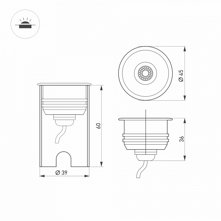 Встраиваемый в дорогу светильник arlight kt-aqua 047698
