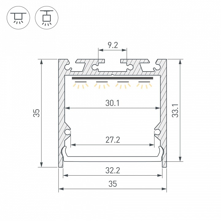 Профиль накладной arlight linia 059794