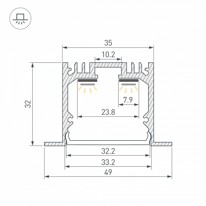 Профиль встраиваемый arlight sl-linia 059797