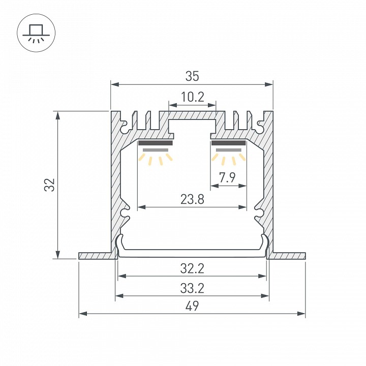 Профиль встраиваемый arlight linia 060868