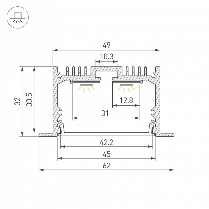 Профиль встраиваемый arlight linia 060871
