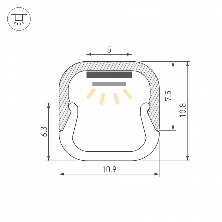 Профиль накладной arlight line 061084