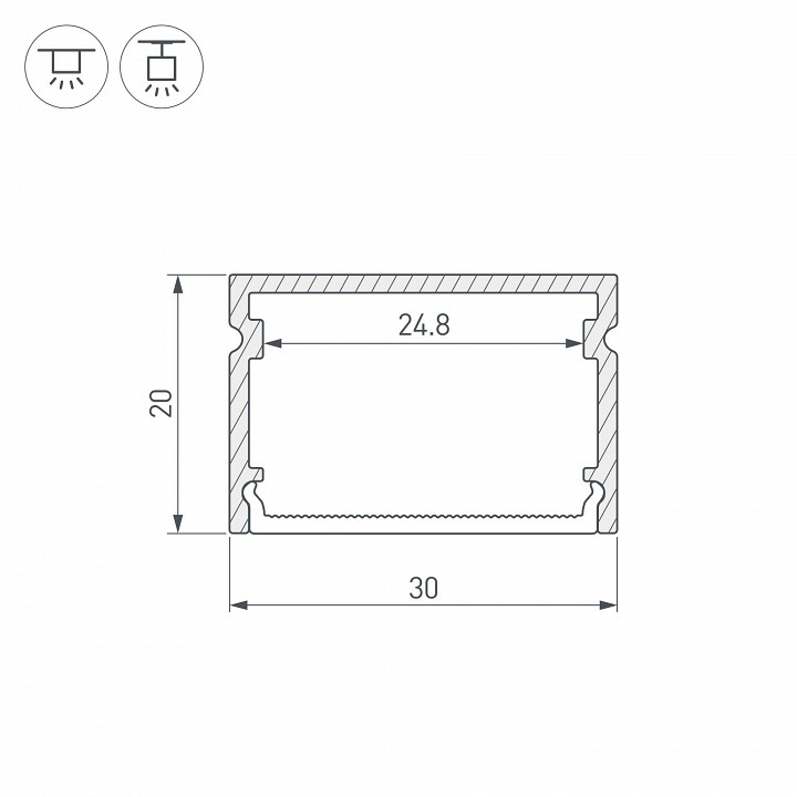 Профиль накладной arlight line 062250
