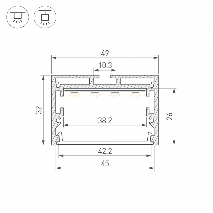 Профиль накладной arlight linia 062589
