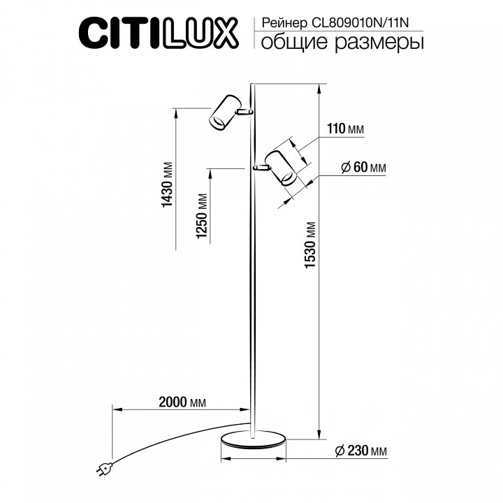 Торшер citilux twin cl809010n