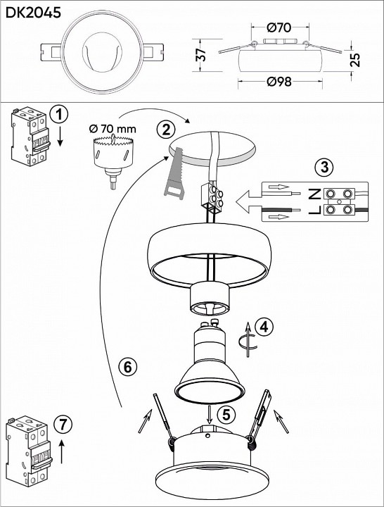 Встраиваемый светильник denkirs dk2045 dk2045-wh