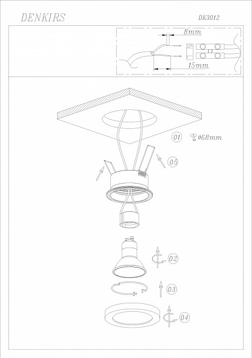 Встраиваемый светильник denkirs dk3012 dk3012-bk