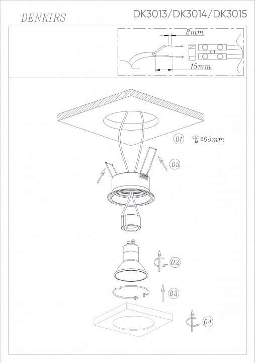 Встраиваемый светильник denkirs dk3013 dk3015-bk