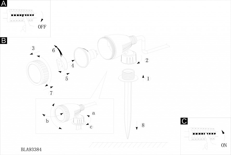 Наземный низкий светильник eglo nema 1 93384