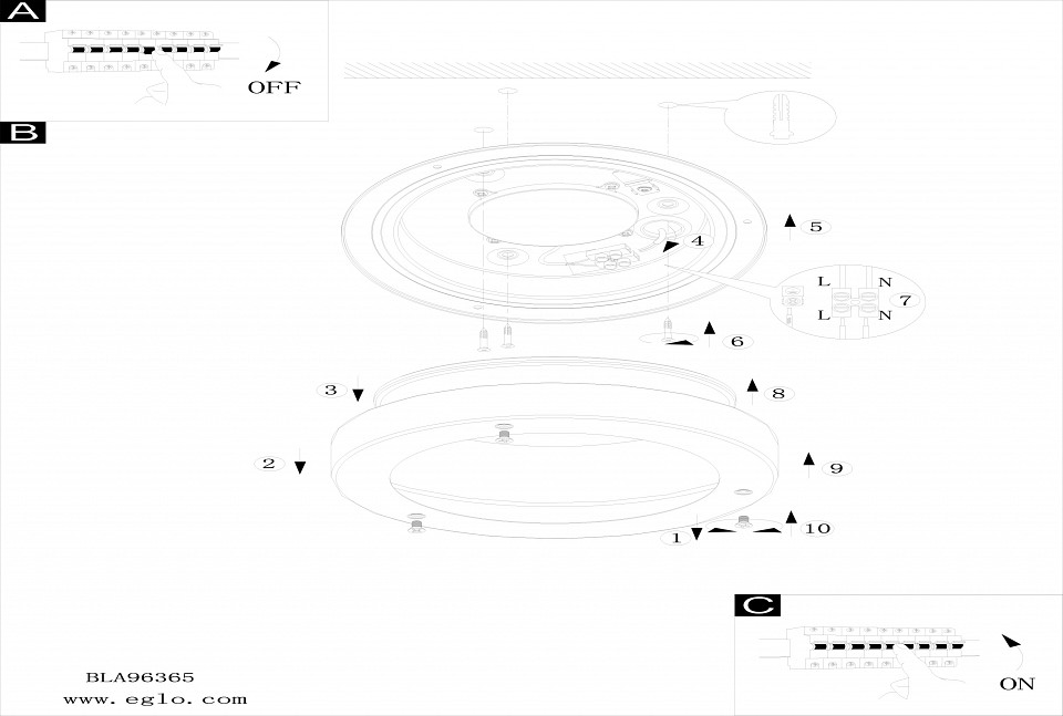 Накладной светильник eglo vento 2 96365