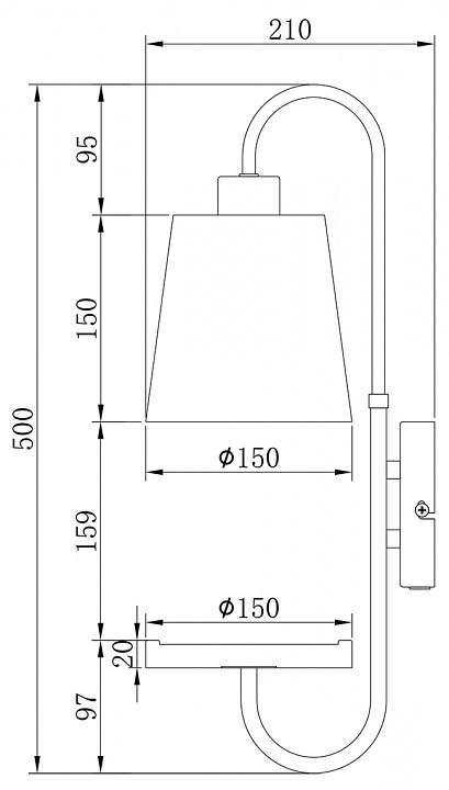 Бра с полкой escada aspen 582/1a