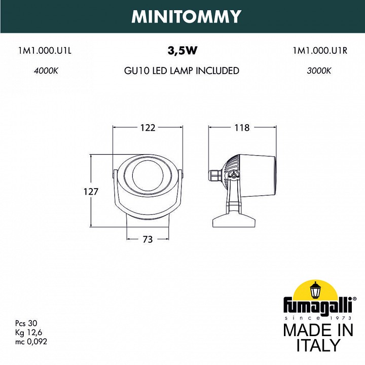 Светильник на штанге fumagalli minitommy 1m1.000.000.lxu1l