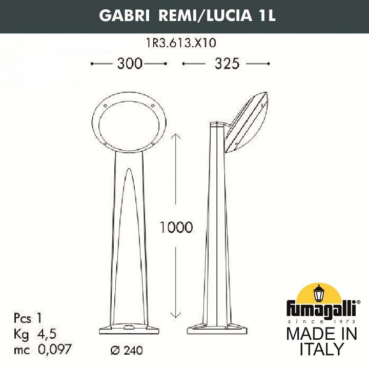 Наземный высокий светильник fumagalli lucia 1r3.613.x10.aye27