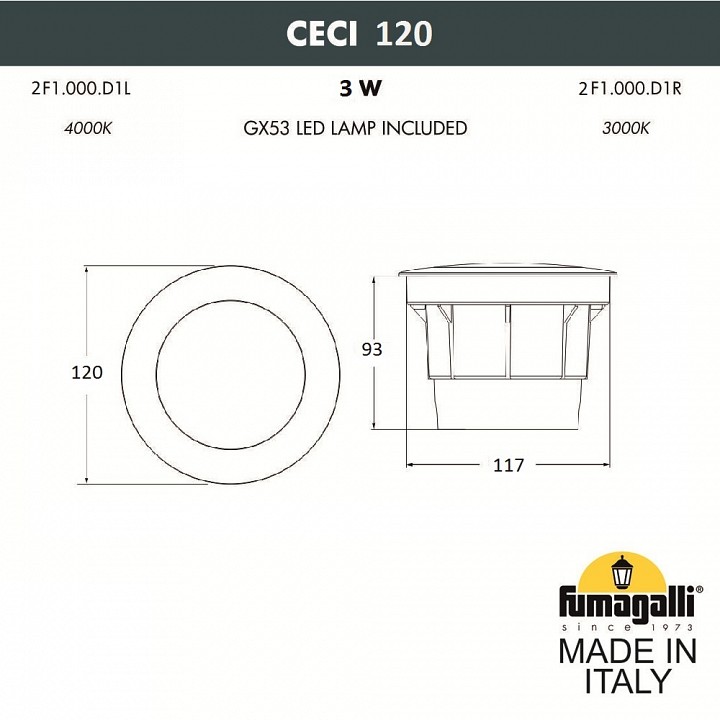 Встраиваемый в дорогу светильник fumagalli ceci 2f1.000.000.axg1l