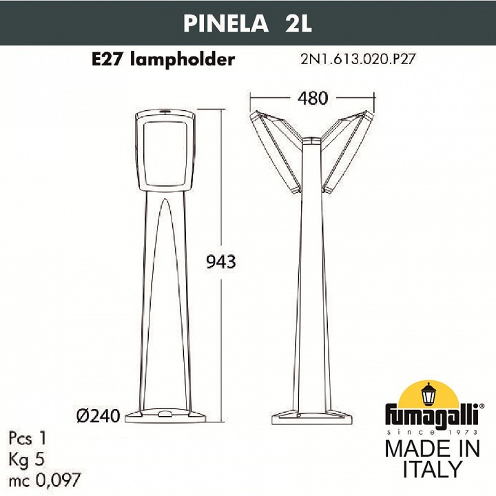 Наземный низкий светильник fumagalli germana 2n1.613.020.ayf1r