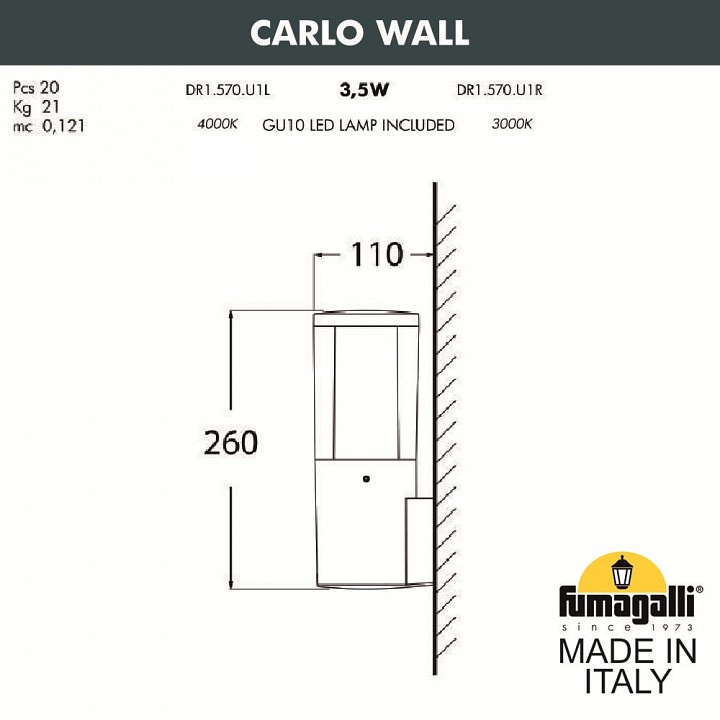 Светильник на штанге fumagalli carlo dr1.570.000.lxu1l