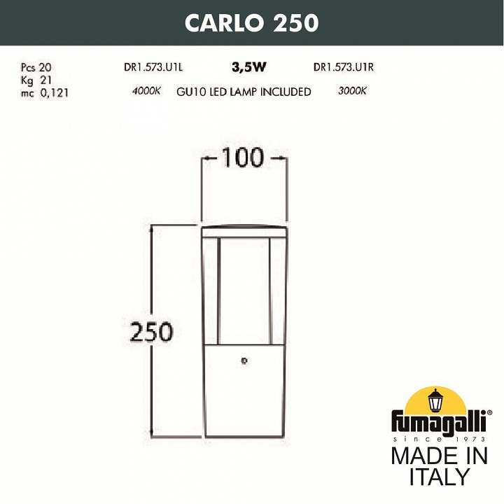 Наземный низкий светильник fumagalli carlo dr1.573.000.lxu1l