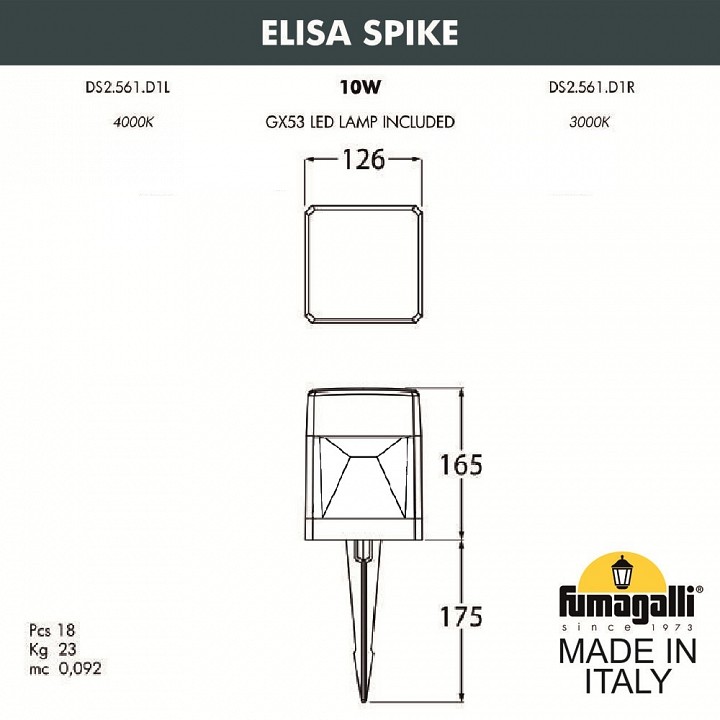 Наземный низкий светильник fumagalli elisa ds2.561.000.lxd1l