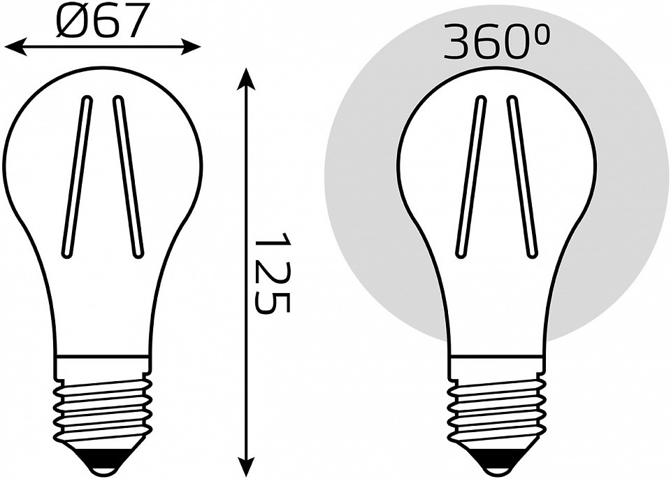 Лампа светодиодная gauss filament e27 22вт 2700k 102902122
