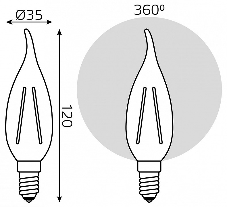 Набор ламп светодиодных gauss filament e14 7вт 2700k 104901107t