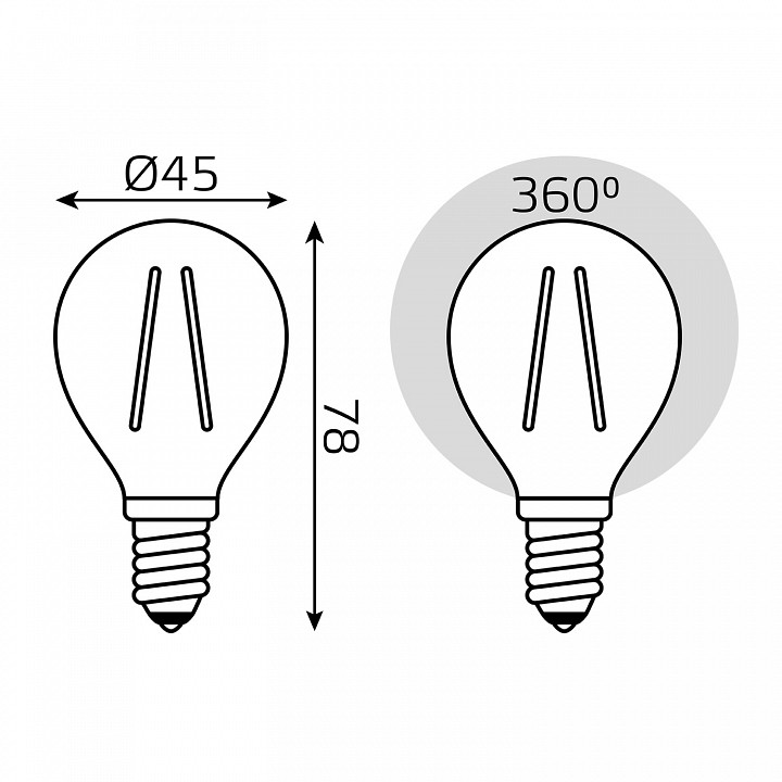 Лампа светодиодная gauss filament e14 13вт 2700k 105801113