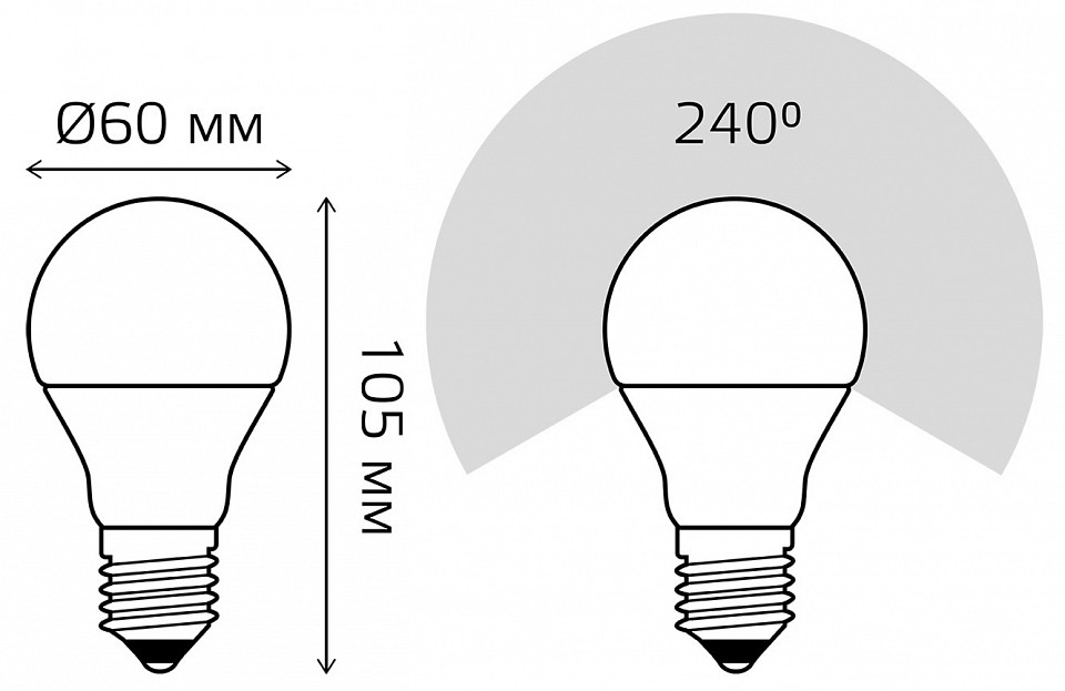 Лампа светодиодная gauss led elementary a60 e27 7вт 4100k 23227a