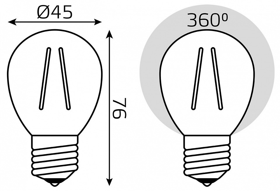 Лампа светодиодная gauss filament elementary e27 8вт 2700k 52218