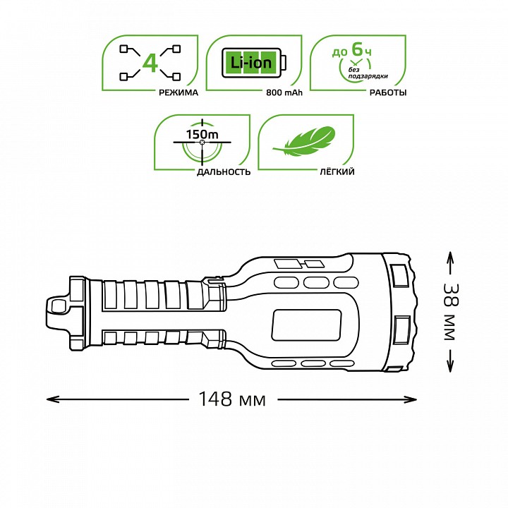 Фонарь ручной gauss  gf208