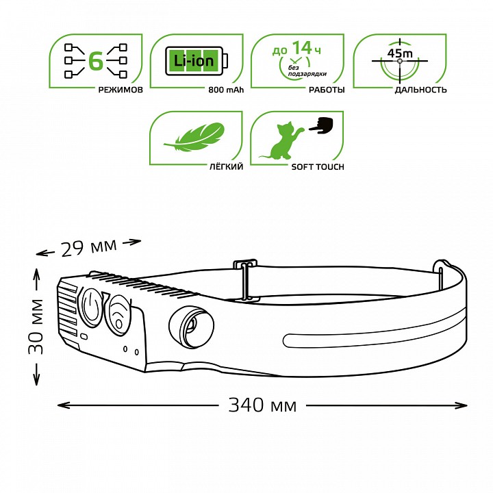 Фонарь налобный gauss  gf411