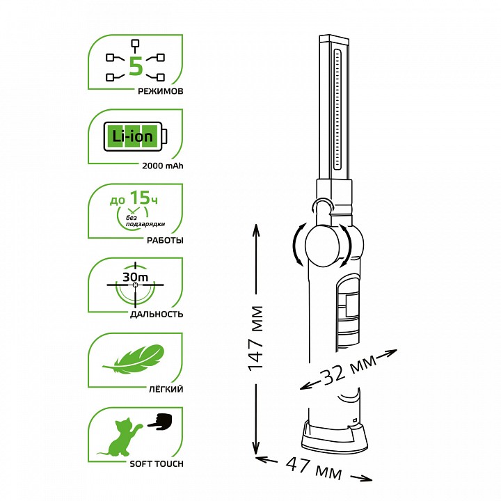 Фонарь автомобильный gauss gf803