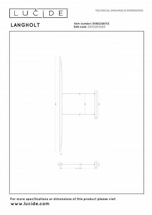 Подвесной светильник lucide langholt 01402/28/72